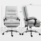 Microfibre Massage Office Chair, Heated Reclining Chair with Footrest,  Light Gray | Premium Home Decor - Grand Goldman