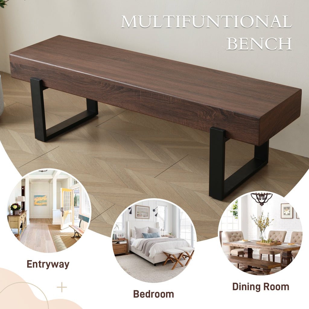 59' Dining Bench, Farmhouse Indoor Kitchen Table Benches, Bed Bench, Industrial Shoe Bench, Entryway Benches - Grand Goldman Shop