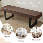 59' Dining Bench, Farmhouse Indoor Kitchen Table Benches, Bed Bench, Industrial Shoe Bench, Entryway Benches - Grand Goldman Shop