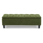 Ottoman Bench with Storage, Green Boucle Surface, Rubber Wood Legs, 300 lbs Capacity - Grand Goldman Shop