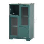 Modern MDF Painted Cabinet with Glass Doors and Drawer, Green, Bedroom Living Room Storage - Grand Goldman Shop