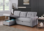 Upholstered Pull out Sectional Sofa with Chaise - Grand Goldman Shop