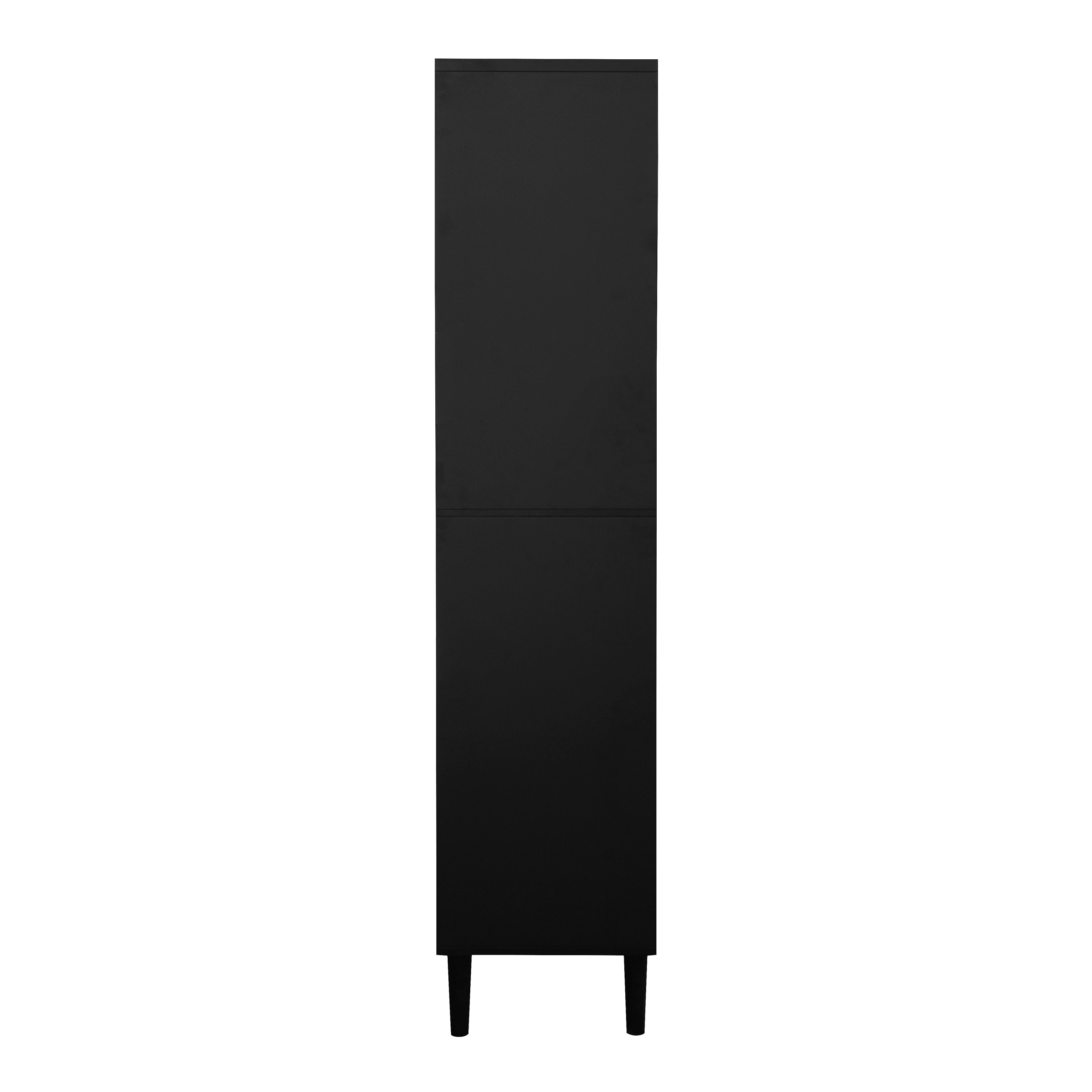 Tempered Glass Door Tall Storage Bookcase with adjustable board, 4 doors MDF painting finished cabinet, Black, Living room Bedroom storage - Grand Goldman Shop