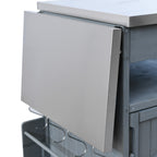 K&K 40.5' Outdoor Grill Cart with Stainless Steel Top, Solid Wood Outdoor Storage Cabinet with Drop Leaf, One Drawer, Towel Rack, Rolling Kitchen Cart with Lockable Wheels for Lawn Garden, Blue Grey - Grand Goldman Shop