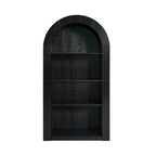 78.74' Tall Arched Bookcase, Mid Century Modern 4-Tier Arched Storage Bookcase with Open Display Storage Shelf for Dining Room, Living Room,Bedroom (Black) - Grand Goldman Shop