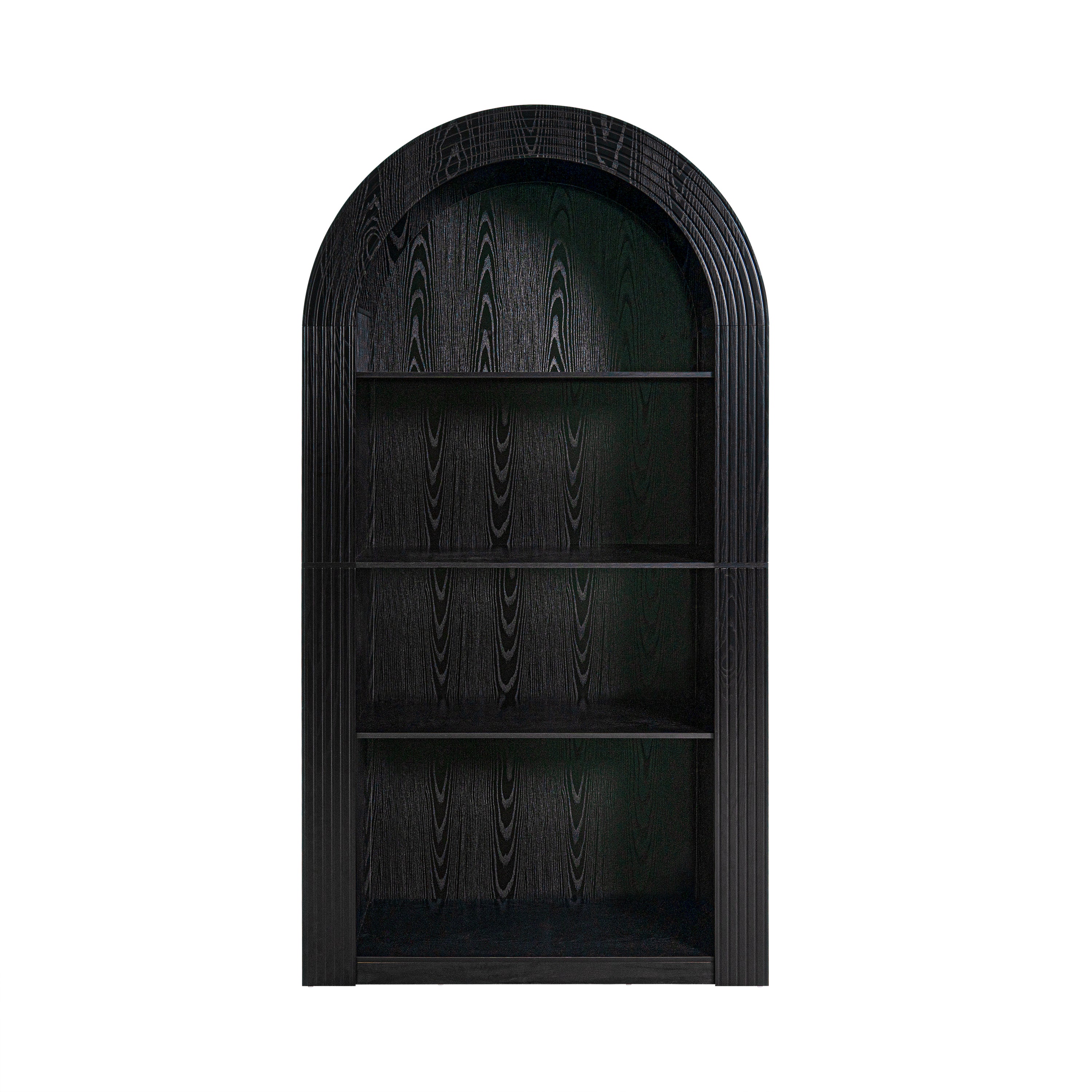 78.74' Tall Arched Bookcase, Mid Century Modern 4-Tier Arched Storage Bookcase with Open Display Storage Shelf for Dining Room, Living Room,Bedroom (Black) - Grand Goldman Shop