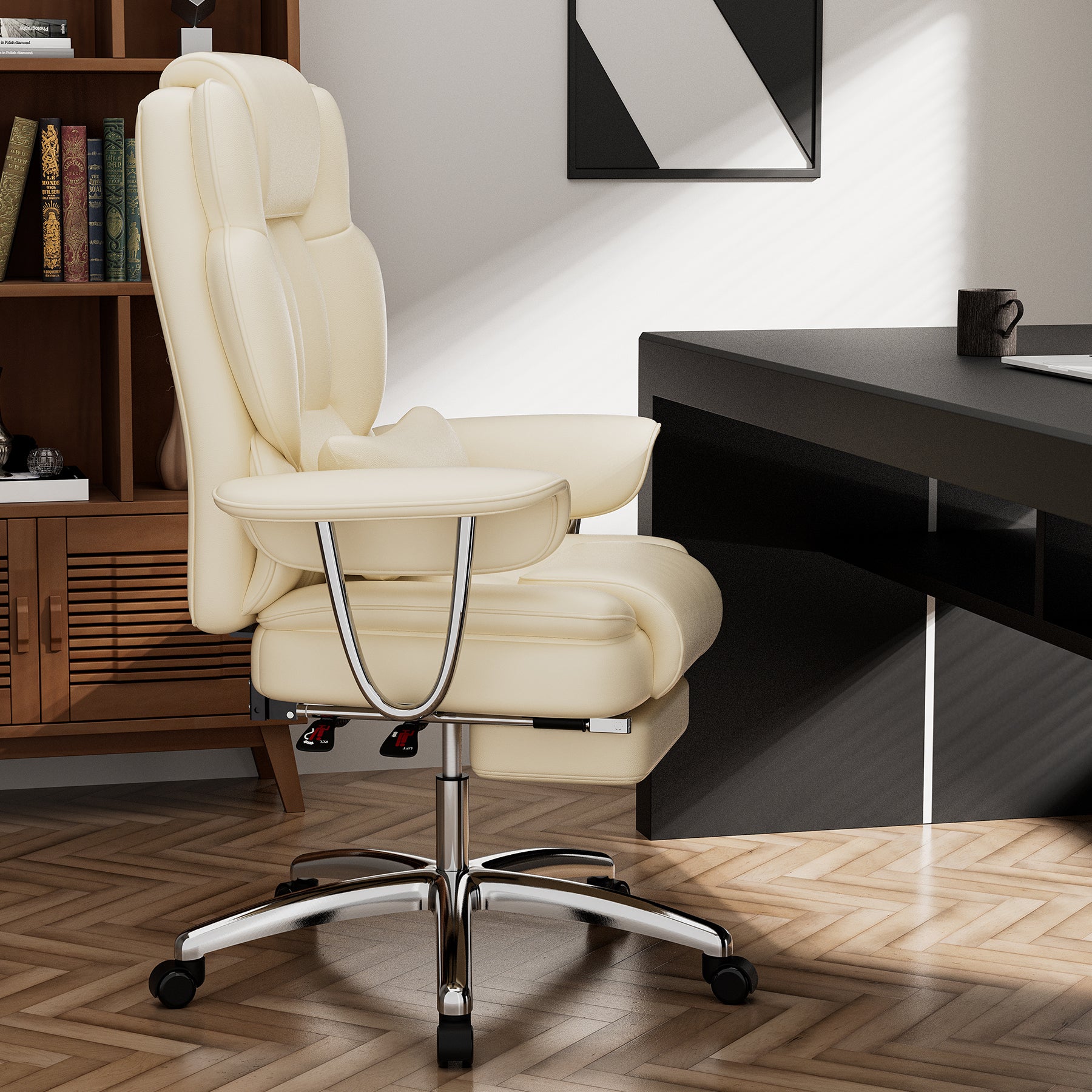 Office Chair, Big and Tall Executive Office Chair with Footrest, Leather Computer Chair, Ergonomic Reclining Chair High Back 