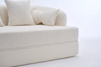 2-in-1 Foldable Sofa Bed,70 Inch Folding Boneless Couch Convertible Compressed Sleeper Sofabed, 4 Pillows for Living Room Apartment, Milk White - Grand Goldman Shop