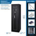 Biometric Keypad Rifle Safe with Advanced Security Features in Black Steel, 5.51 Cubic Ft - Grand Goldman