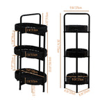 Modern 3-Tier Handwoven Side Table with Oval Organizer in Black Metal and Paper Rope - Grand Goldman Shop