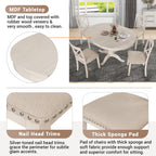 Antique White Modern Dining Table Set for 4 with Round Table and Chairs, Solid Wood & MDF - Grand Goldman Shop