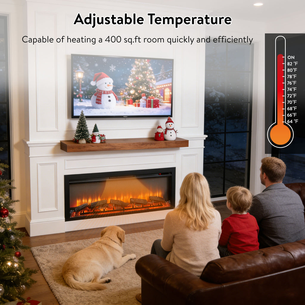 54 inch in wall recessed electric fireplace with remote and multi color flame & emberbed - Grand Goldman Shop