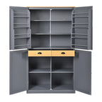 [Assembly Video Provided]TOPMAX 40.2x20x71.3inch High Freestanding Kitchen Pantry Large Cupboard Storage Cabinet with 2 Drawers, 2 Adjustable Shelves, 8 Door Shelves for Kitchen, Dining Room,Gray - Grand Goldman Shop