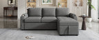 Modern L-shaped Convertible Sofa Bed with Storage, Cup Holders, USB Ports, Gray Chenille, 83.5' - Grand Goldman Shop