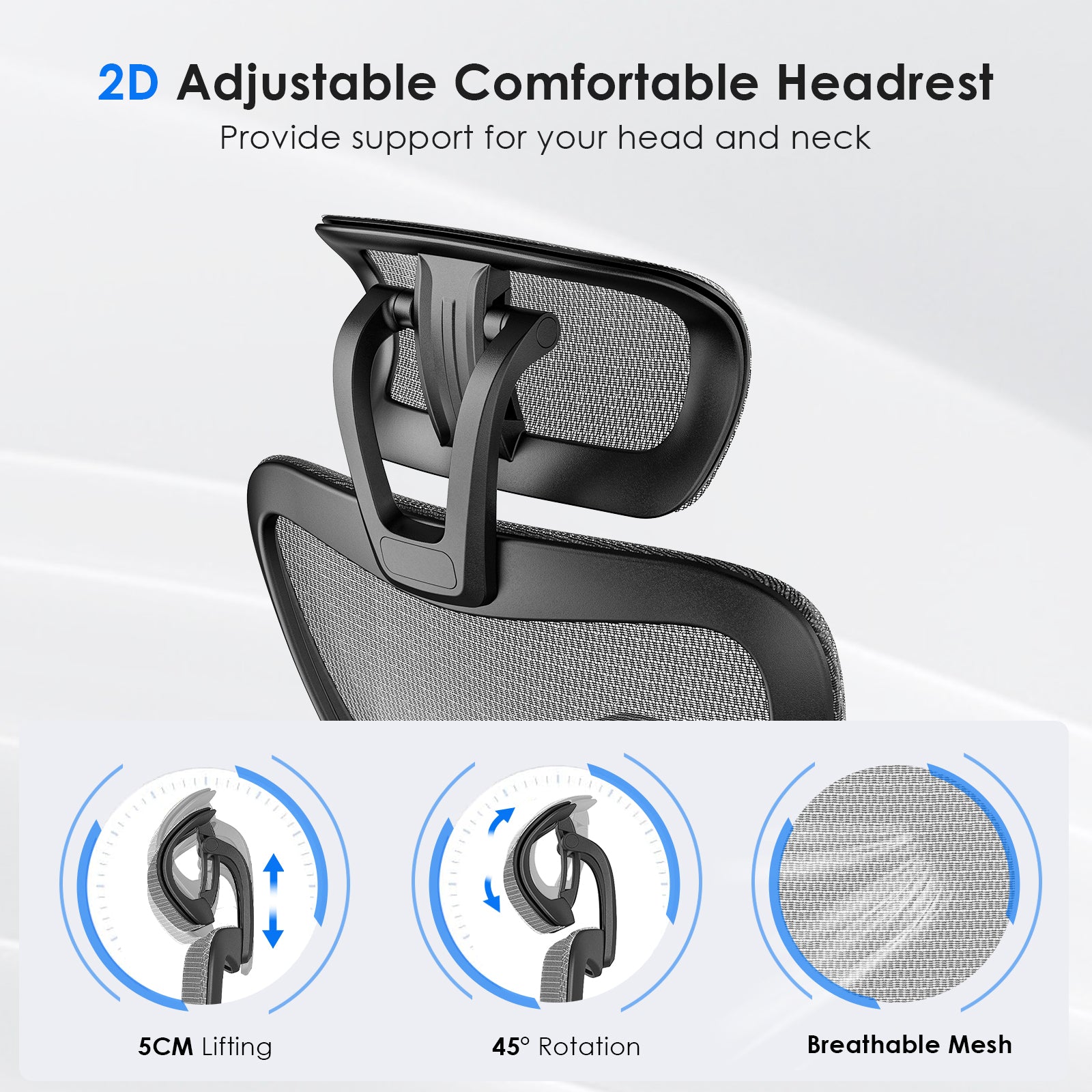 Ergonomic Office Chair,Mesh Desk Chair with Adjustable Lumbar Support and Headrest,Comfy Computer Chair with 3D Armrest Recli