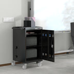 Mobile Charging Cart for Tablets Laptops 35-Device Capacity Matt Black Metal - Grand Goldman