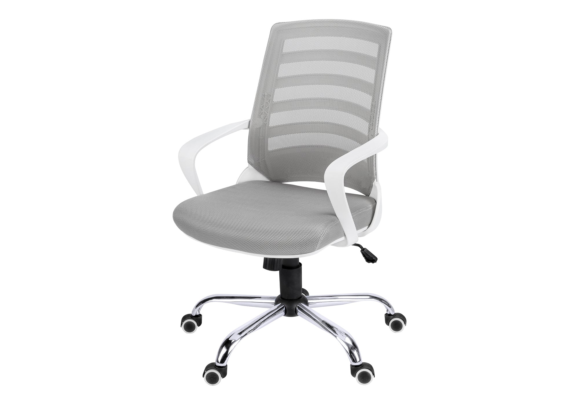 Office Chair, Adjustable Height, Swivel, Ergonomic, Armrests, Computer Desk, Work, Grey Mesh, Chrome Metal, Contemporary, Mod