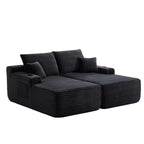 69' Cloud Sectional Couch, L-Shape Chaise with R-Shape Chaise with Deep Seat and Comfortable 2 Seater Couch for Modern Living Room,(Plush  Fabric),Black - Grand Goldman Shop