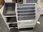 Kids Bookshelf and Toy Storage Organizer, Multifunctional 4-Tier White MDF Bookshelf with 3 Collapsible Fabric Drawers for Nu