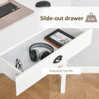 HOMCOM Corner Desk, Triangle Computer Desk with Drawer and Storage Shelves for Small Spaces, Home Office Workstation for Livi