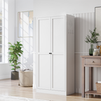 61' White Metal Kitchen Pantry Cabinet with Adjustable Storage and 4 Heavy Duty Shelves - Grand Goldman Shop