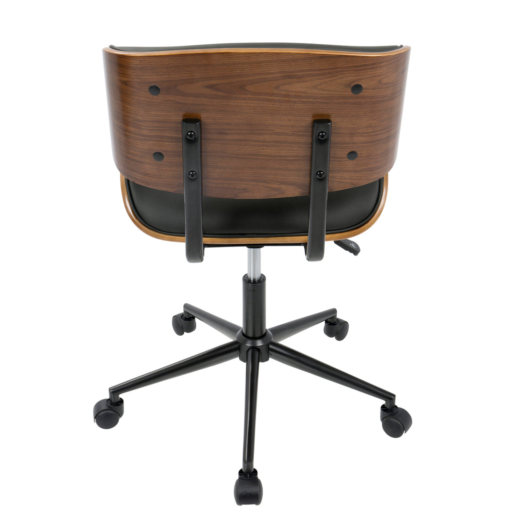Mid-Century Modern Adjustable Office Chair with Swivel in Walnut and Black | Premium Home Decor - Grand Goldman