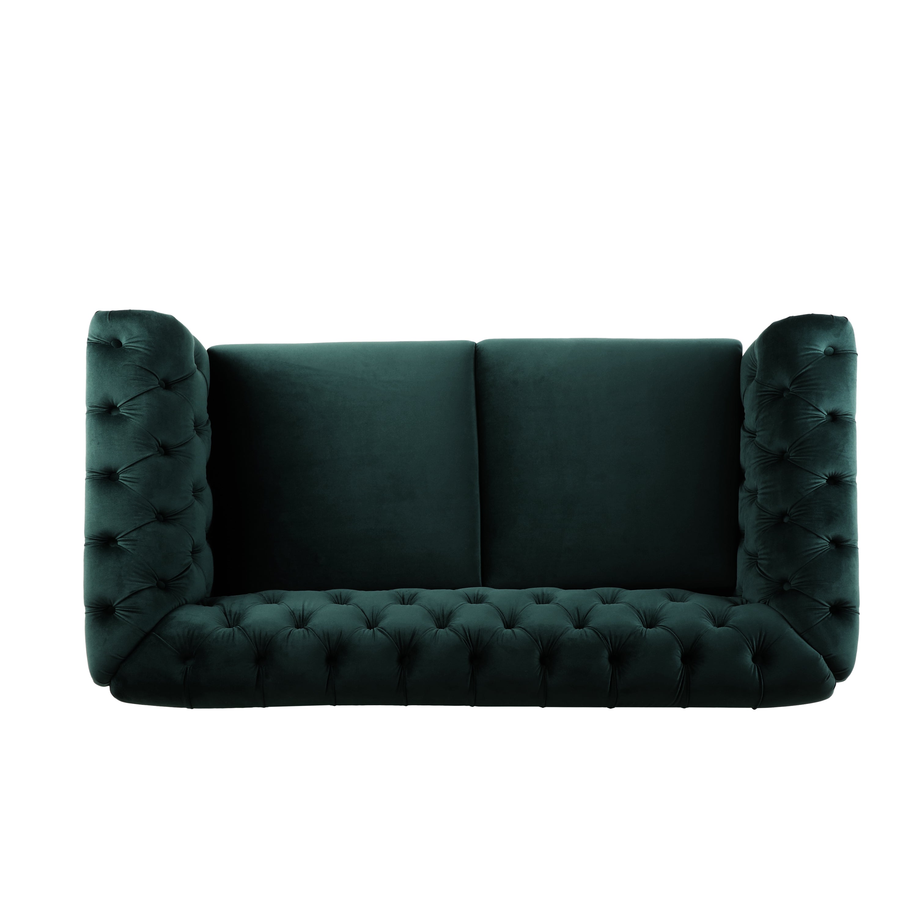 VIVALUX Chesterfield Velvet Loveseat Sofa 2-Person Rolled Arm Upholstered Couch Forest Green 59.44' - Grand Goldman Shop