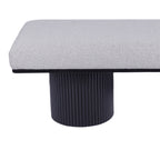 Upholstered Bench with Black Chunky Legs Light Grey Boucle Fabric Contemporary Style Bed-end Bench for Bedroom Living Room - Grand Goldman Shop