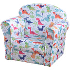 Qaba Kid's Sofa Chair with Dinosaur Design and Thick Padding, Flannel-Covered Toddler Armchair for Bedroom, Playroom - Grand 