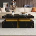 Modern Black Square Storage Coffee Table With 4 Drawers - Grand Goldman Shop