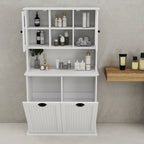 Two-Compartment Tilt-Out Dirty Laundry Basket Tall Bathroom Cabinet with 2 Adjustable Shelves-White - Grand Goldman Shop