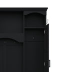 ON-TREND Modern All-in-One Hall Tree with Adjustable Shelves, Classic Arched Farmhouse Storage Bench with Dual Side Cabinets, Elegant Entryway Organizer with 7 Hooks for Mudroom, Hallway, Black - Grand Goldman Shop