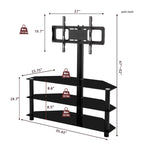35.4 inch Black Multi-function TV Stand Height Adjustable Bracket Swivel 3-Tier - Grand Goldman Shop