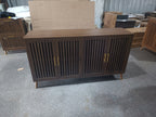 63 inch Grille-Striped Walnut Sideboard Buffet Cabinet with Storage, Multifunctional Accent for Dining Room, Living Room - Grand Goldman Shop
