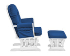Mason Glider and Ottoman White Wood and Navy Fabric - Grand Goldman Shop
