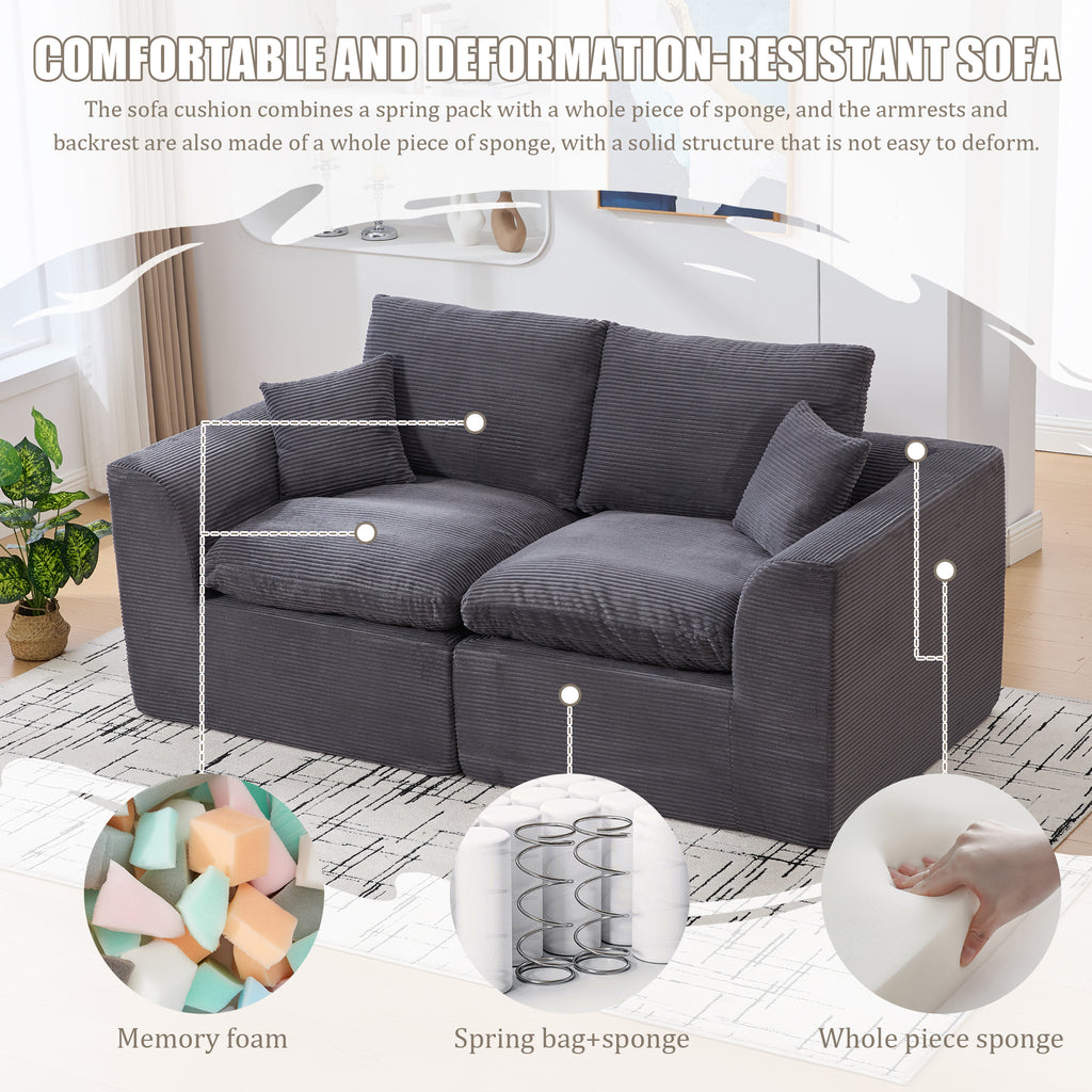 UNITED WE WIN Modular Sectional Sofa Cloud Couch,Comfy Cloud Modern Sofa,2 Seater with Cushion Covers Removable Furniture for Living Room Bedroom Apartments Dorms,No Assembly Required - Grand Goldman Shop