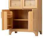 K&K 71' Tall Arched Kitchen Pantry Cabinet with Door Shelves, Farmhouse Kitchen Storage Cabinet with Open & Adjustable Shelves, Hidden Drawer & Glass Door, Cupboard for Kitchen, Dining Room, Natural - Grand Goldman Shop