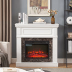 Electric Fireplace with Mantel,fireplace mantel surround with 23' Fireplace Insert, Adjustable Flame, Remote Control-White,41.34'W*14'D*40'H - Grand Goldman Shop