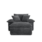 47' Oversized Sofa Chair and a Half with Deep Seat & Movable 2-Layer Ottoman Set, Cloud Sofa Bed with Chaise, 1-Seater Modular Sectional Sleeper Couch for Living Room, No Assembly Teddy-Fleece, Grey - Grand Goldman Shop