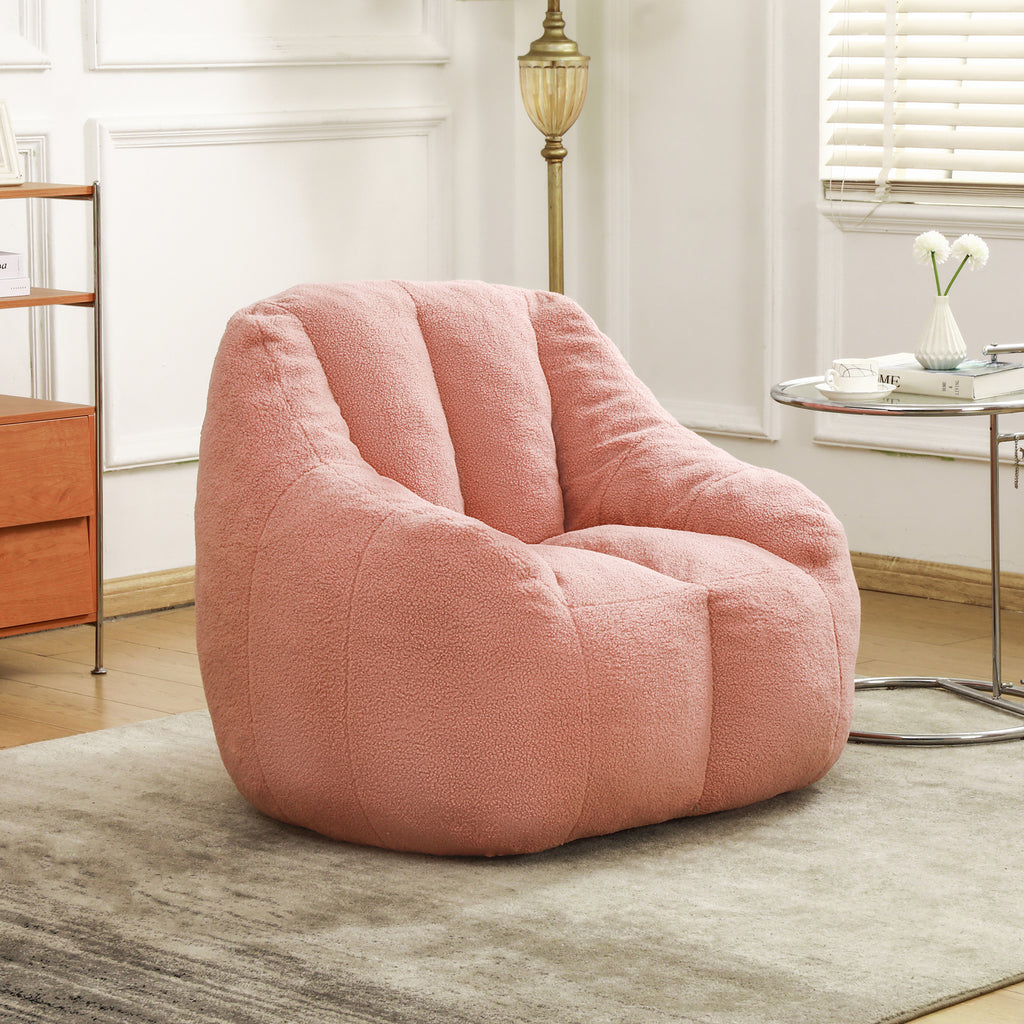 Comfy Bean Bag Chair with Memory Foam Filler – Tufted Soft Stuffed Bean Bag Sofa for Dorm, Apartment, or Living Room – Pink - Grand Goldman Shop