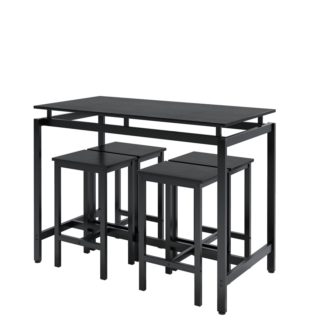 5 Pieces Dining Table Set for 4,Black Bar Table Set with 4 Bar Stools Counter Height Bar Table and Chairs Set. Pub Table Set Breakfast Table for Kitchen, Small Space - Grand Goldman Shop