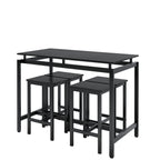 5 Pieces Dining Table Set for 4,Black Bar Table Set with 4 Bar Stools Counter Height Bar Table and Chairs Set. Pub Table Set Breakfast Table for Kitchen, Small Space - Grand Goldman Shop