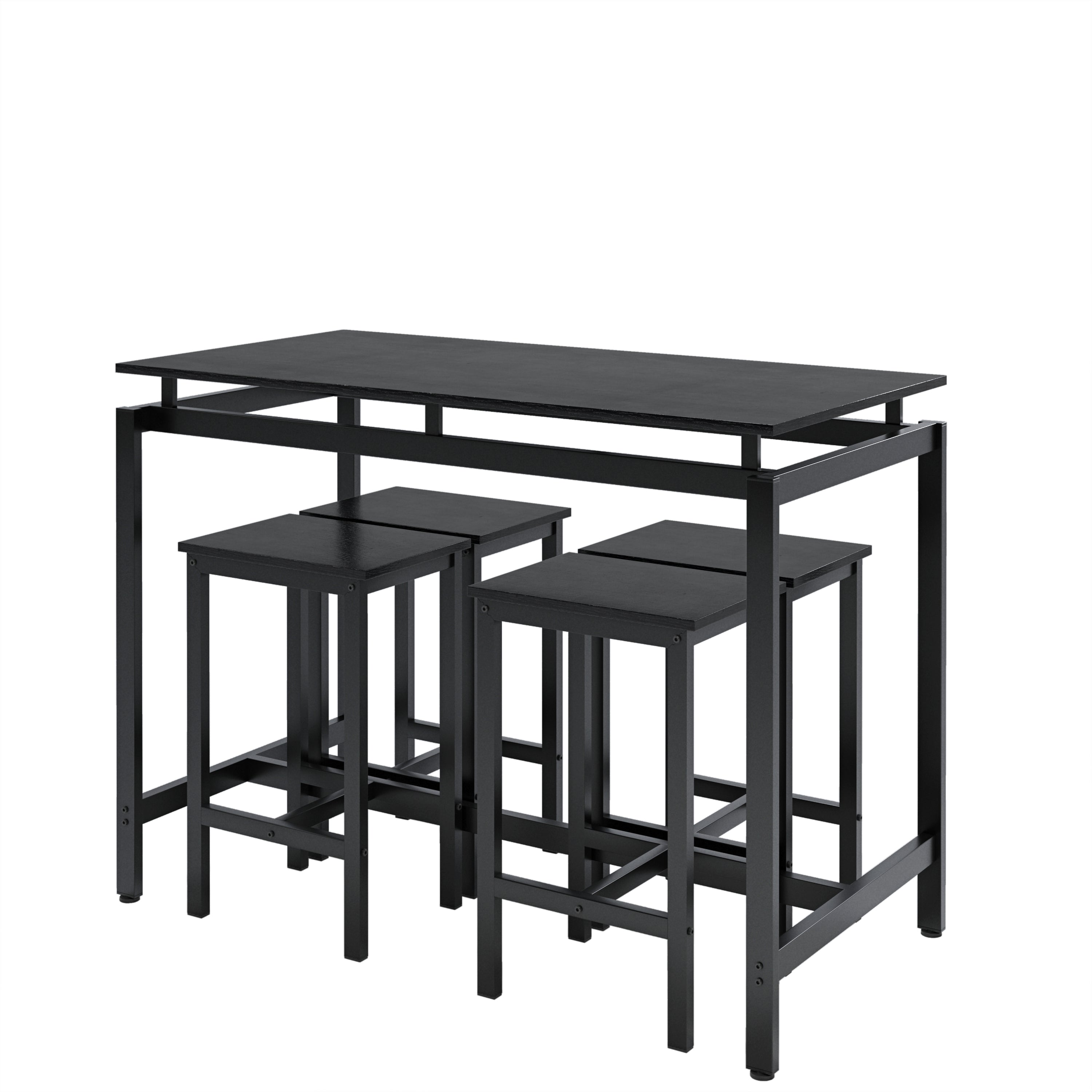 5 Pieces Dining Table Set for 4,Black Bar Table Set with 4 Bar Stools Counter Height Bar Table and Chairs Set. Pub Table Set Breakfast Table for Kitchen, Small Space - Grand Goldman Shop