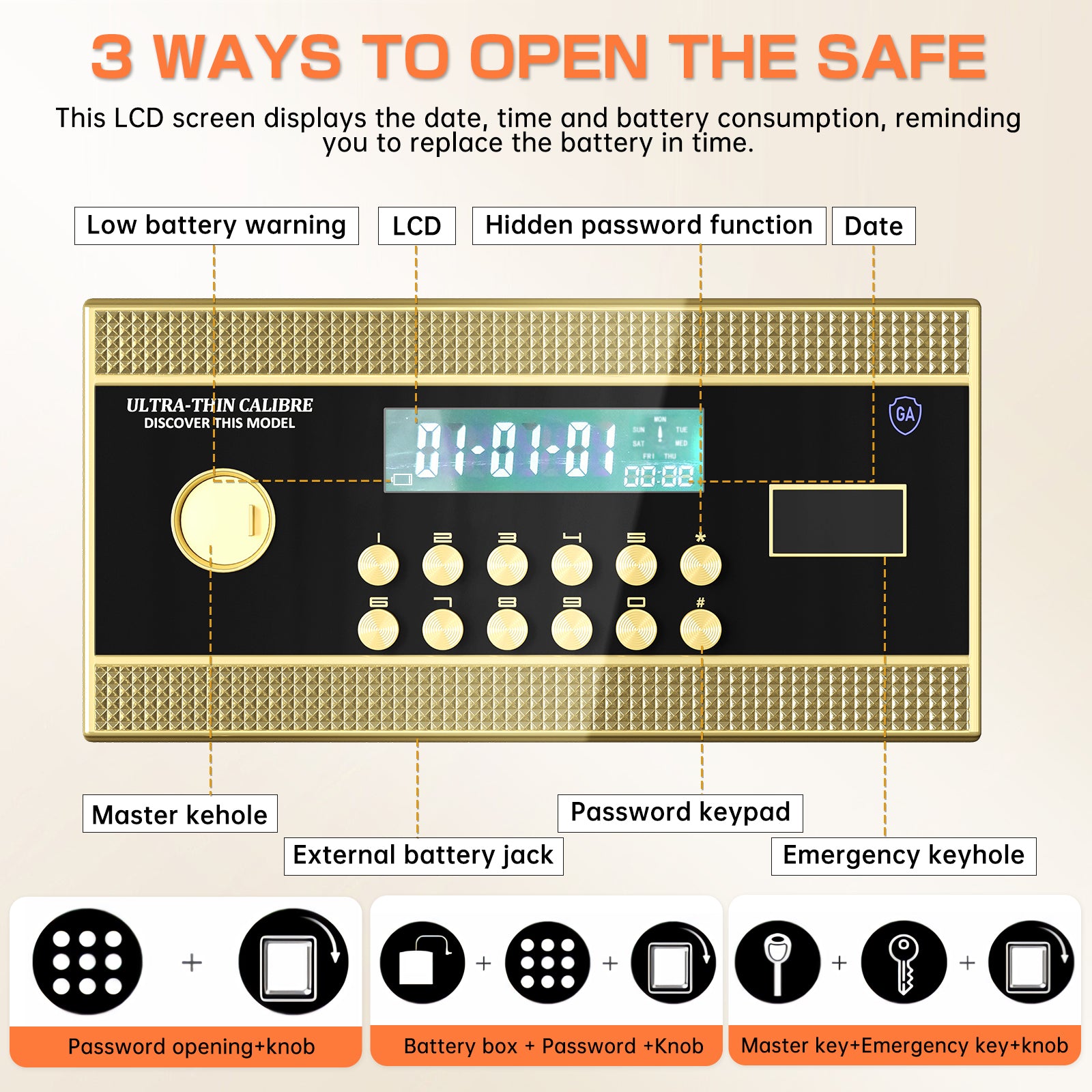 Large Double-door Coin-operated Safe,Digital Security Safe with Fireproof and Waterproof Bag,7.0 Cubic Feet Safe Box with Hid