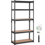 Storage Shelving Unit, 5-Tier Adjustable, 2000 lbs Capacity, Heavy Duty Garage Shelves Metal Organizer Utility Rack, Black, 30' L x 12' W x 60' H for Kitchen Pantry Basement Bathroom Laundry - Grand Goldman Shop