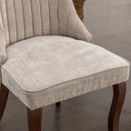 Rayon Cloth Flocking Linen Dining Chairs Channel Kitchen Dinner Chair Comfy Fabric Upholstered Accent Chair for Dining Room with Curved Solid Wood Legs,Set of 2 (Beige), SW1847BG - Grand Goldman Shop