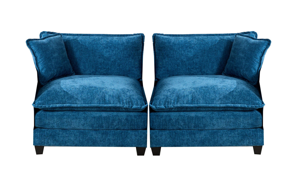 Cloud Sofa two Seats (the cushion on the armrest not included), Modern Sectional Couch, for Apartment, Comfy Double Layer Upholstered Seat Cushion, Breathable Chenille Fabric, Blue,SW504ABL - Grand Goldman Shop