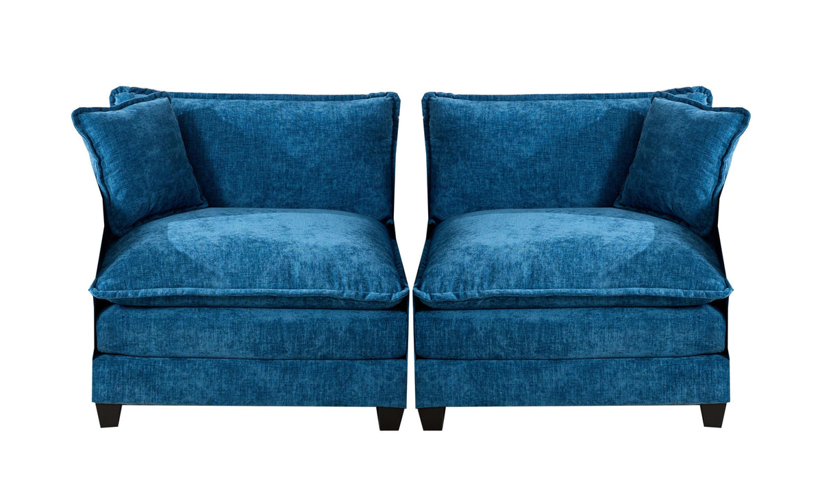 Cloud Sofa two Seats (the cushion on the armrest not included), Modern Sectional Couch, for Apartment, Comfy Double Layer Upholstered Seat Cushion, Breathable Chenille Fabric, Blue,SW504ABL - Grand Goldman Shop