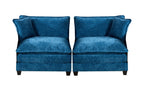 Cloud Sofa two Seats (the cushion on the armrest not included), Modern Sectional Couch, for Apartment, Comfy Double Layer Upholstered Seat Cushion, Breathable Chenille Fabric, Blue,SW504ABL - Grand Goldman Shop