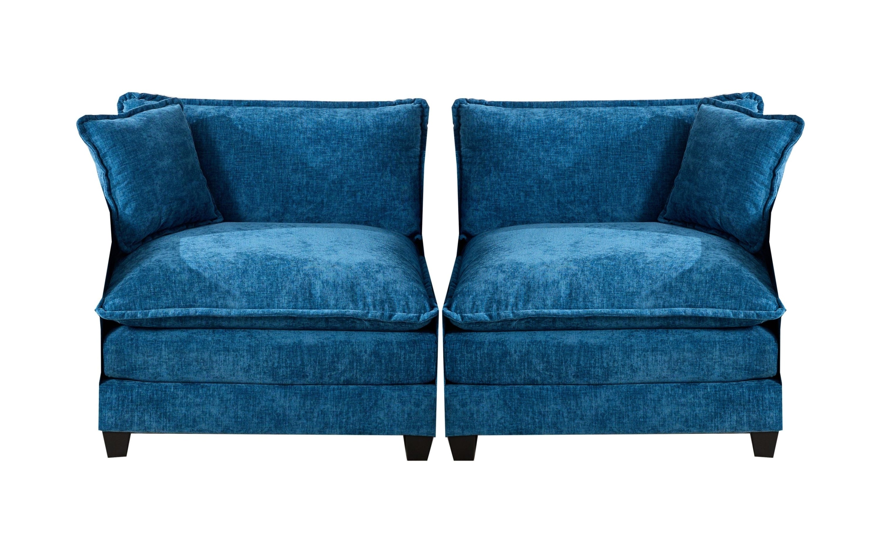 Cloud Sofa two Seats (the cushion on the armrest not included), Modern Sectional Couch, for Apartment, Comfy Double Layer Upholstered Seat Cushion, Breathable Chenille Fabric, Blue,SW504ABL - Grand Goldman Shop
